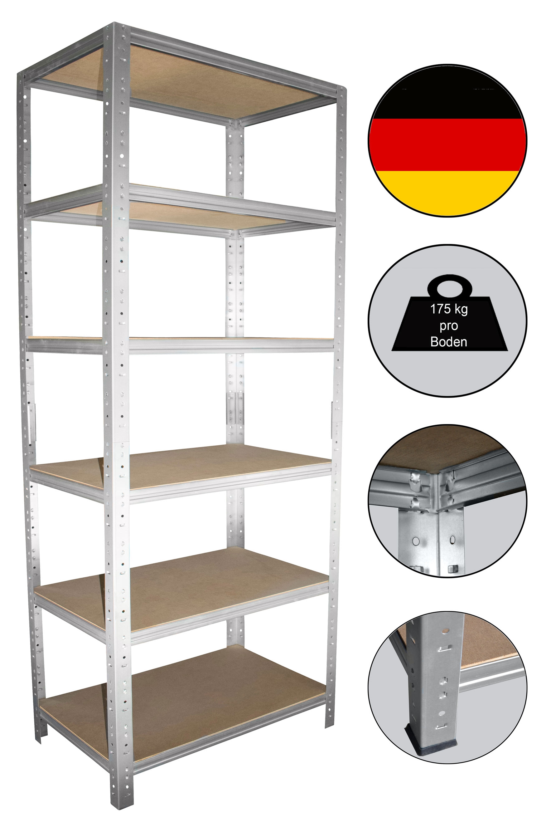 6 Böden Lagerregal Kellerregal Metallregal Steckregal 200x110x45 cm verz
